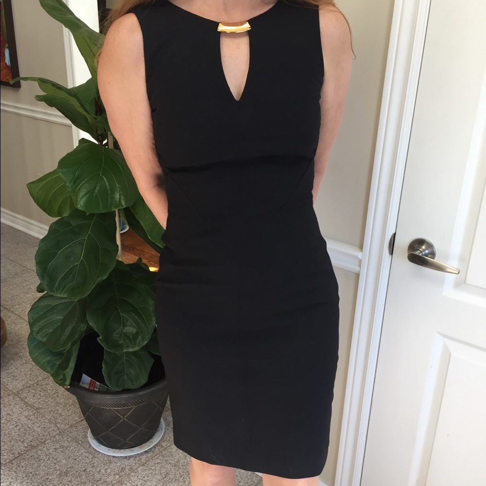 Luisa Spagnoli black dress with gold metal accent